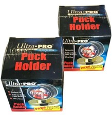 2 Ultra Pro Gold Base Hockey Puck Display - NEW - Factory Sealed - Free Shipping