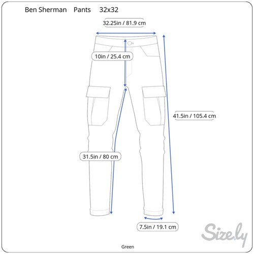 Ben Sherman Cargo Pants Mens 32x32 Olive Army Green Stretch Soft NEWp - Picture 9 of 13