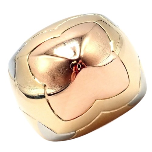 Authentic! Bvlgari Bulgari 18k Yellow White Rose Gold Tricolor Pyramid Ring sz 6 - Picture 12 of 17