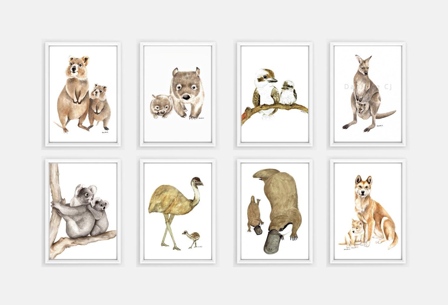 Set of 8 Australian Animal Prints - watercolour baby animal print nursery art | eBay Set of 8 Australian Animal Prints - watercolour baby animal print nursery art | eBay