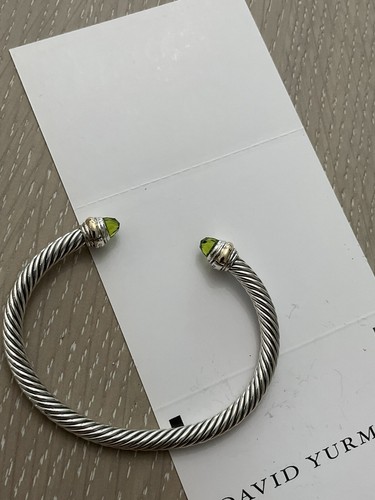 David Yurman Sterlingsilber 14 Karat Gold Kabel 5 mm Peridot Armband Größe Medium - Bild 6 von 9