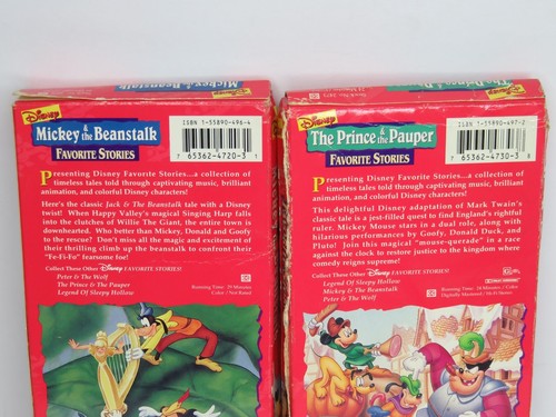 Disney VHS Favorite Stories Mickey and the Beanstalk The Prince and Pauper VTG - Picture 3 of 5