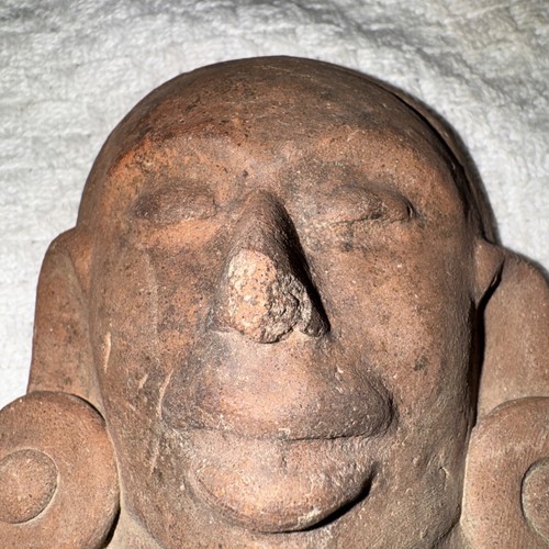 Cabeza de cerámica antigua maya hecha a mano 4,5x3,5 coleccionable latinoamericano - Imagen 7 de 13
