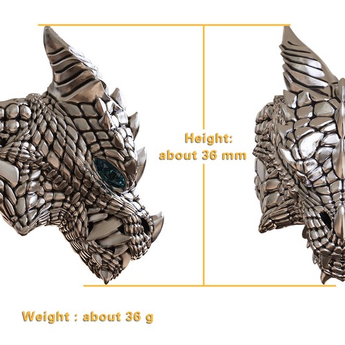 925 Sterling Silver Blue CZ Majestic Dragon King Punk Ring TA513C UK Size W½ - Picture 7 of 12