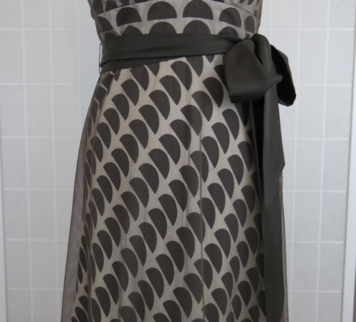Coast Dress Size 12 Cream Brown Mesh Overlay 100% Silk Underlayer Strapless Midi - Picture 8 of 14