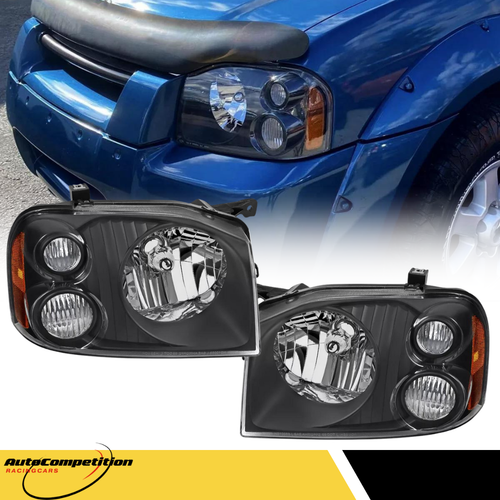 For 2001-2004 Nissan Frontier Base Front Headlights Black Headlamps Replacement - Imagen 1 de 13