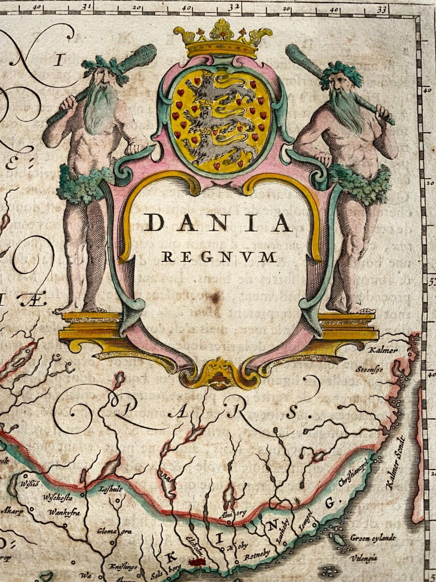DENMARK 1663 WILLEM BLAEU LARGE ANTIQUE MAP 17TH CENTURY