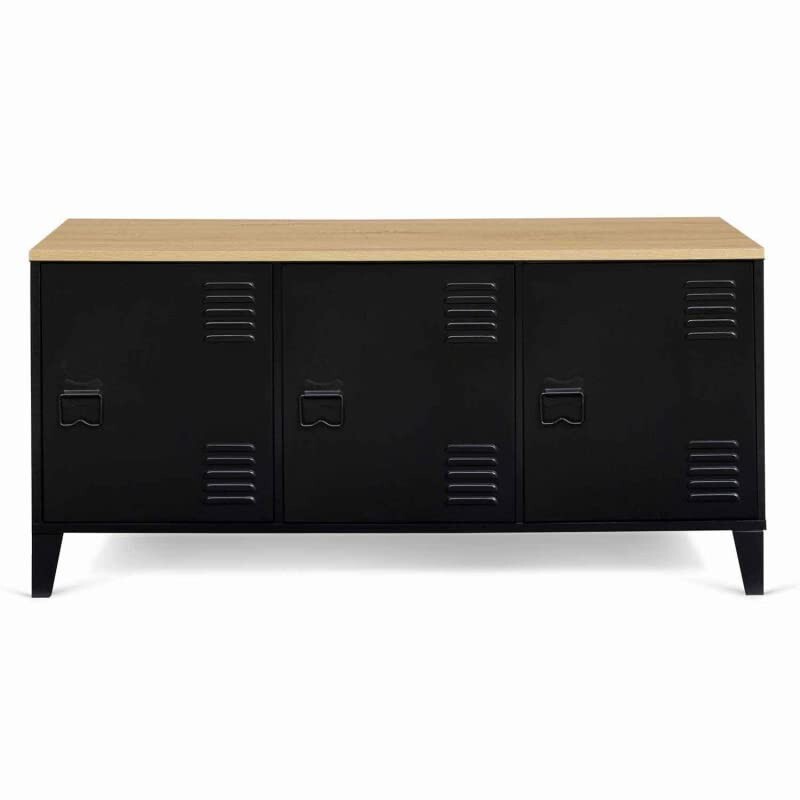 Buffet industriel 113 cm en métal noir pour transformer l'ambiance de votre salon salle à manger