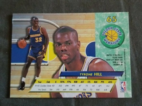 1992-93 Ultra Golden State Warriors Basketball Card #65 Tyrone Hill - Picture 2 of 2