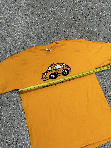 Yellow Vintage NYC New York City Cab Taxi Fares Pricing 2 Sided Mens Large  - Picture 7 of 8