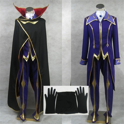 Full Set Anime Code Geass Cosplay Zero Lelouch Costumes Suit - Picture 1 of 5