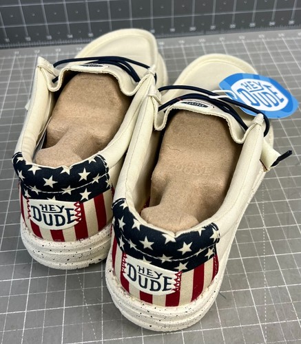 Hey Dude Wally Americana Men's 7 US 40 EU Bone Slip On NEW~~~ - Picture 3 of 10