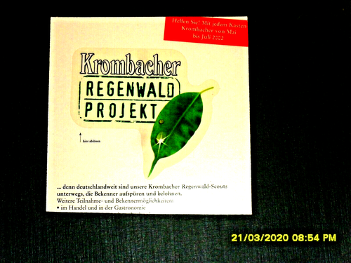 Aufkleber / Sticker + Krombacher + Regenwald Projekt