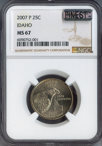 2007 P Idaho State Quarter NGC MS67 Business Quality