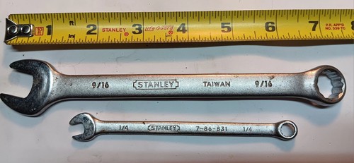 Vintage Tool Lot-2 Stanley Wrench Wrenches 9/16&1/4 Taiwan 7-86-831 & 7-86-836