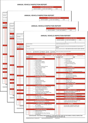 Annual Vehicle Inspection Report Form. 100-PACK. 3-Ply Carbonless. DOT Compliant - Picture 3 of 8