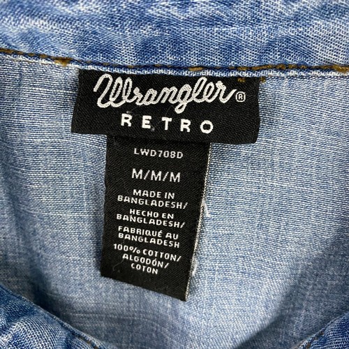 Wrangler Western Hemdblusenkleid Damen Medium Denim Perlen Druckknopf zum Binden Wickel Cowgirl - Bild 2 von 8