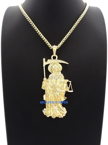 Santa Muerte New Pendant with Necklace Saint Of Death - Picture 6 of 70
