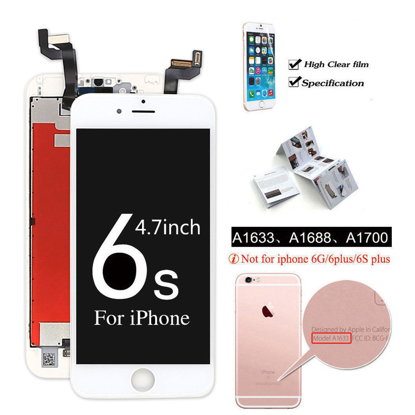 For iPhone 6S 8 6 7 Plus LCD Dispaly Touch Screen Complete Replacement + Button - Picture 22 of 24