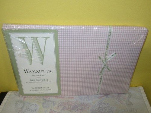Wamsutta Supercale Plus Pink Gingham TWIN FLAT SHEET 200 Thread Count US MADE - Picture 1 of 3