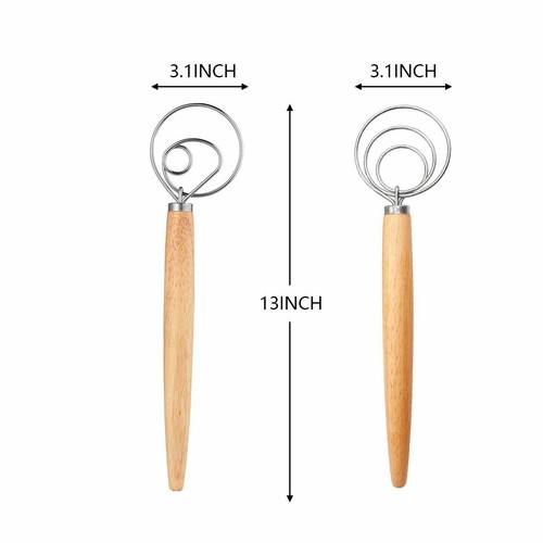 13" Edelstahl Dänischer Teig Schneebesen Küche Dutch Dough Wisk Handmixer Schneebesen - Bild 10 von 13