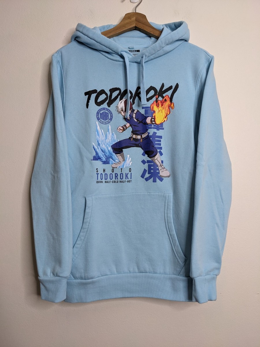 My Hero Academia Hoodie Mens Extra Small Baby Blue Todoroki Anime