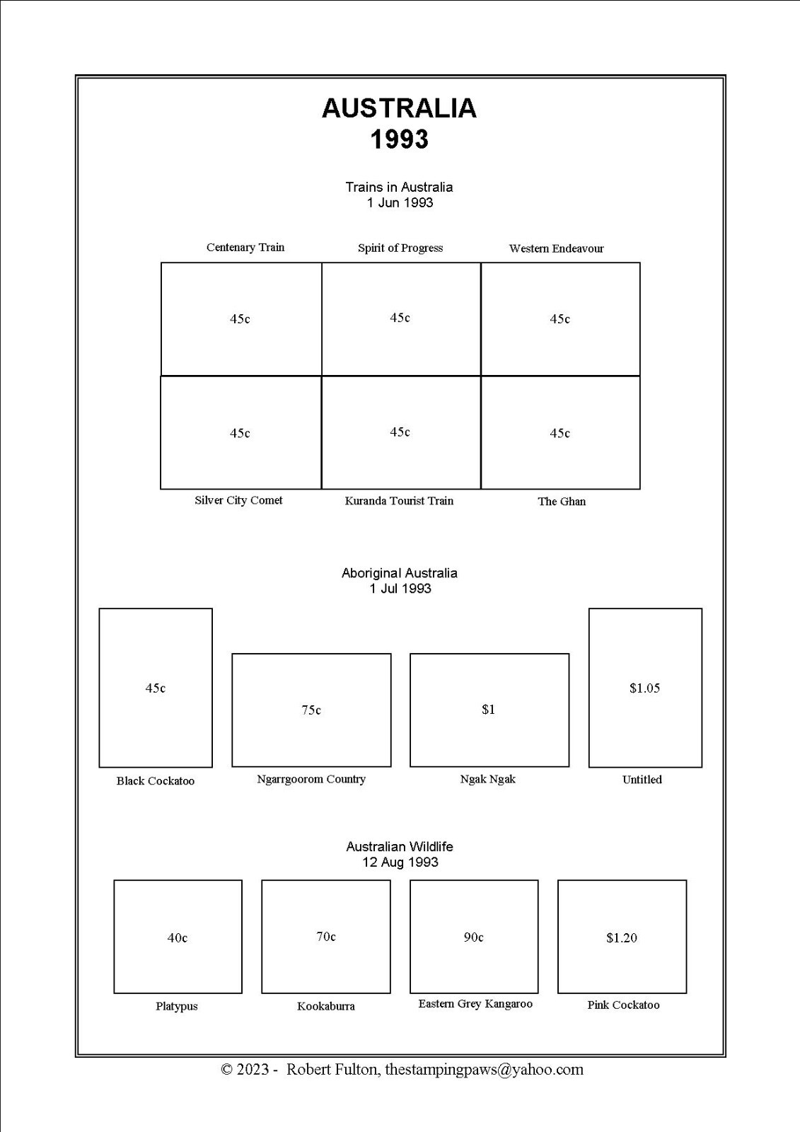 AUSTRALIAN Print Your Own Stamp Album 1913 to 2023 for A4 Paper