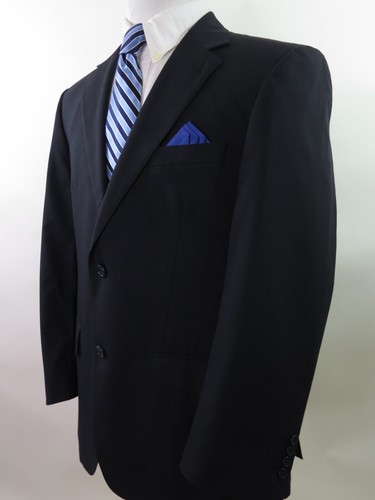 Jhane Barnes Mens Pure Wool Dark Blue Striped Blazer Jacket Sport Coat 42 S EUC - Picture 3 of 12