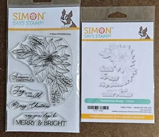 Simon Says Stamp - Poinsettia Swag - Photopolymer Cling stamp and die set, NIP