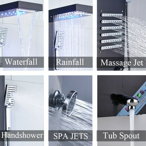 Duschpaneel Edelstahl LED Wasserfall Regendusche Massage Duschsäule Duscharmatur - Bild 128 von 220