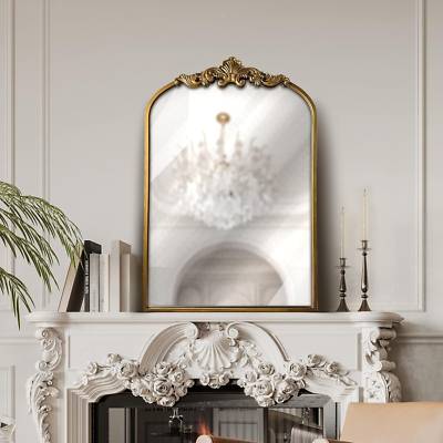 Vintage Arched Gold Mirror - Ornate Baroque Wall Decor for Any