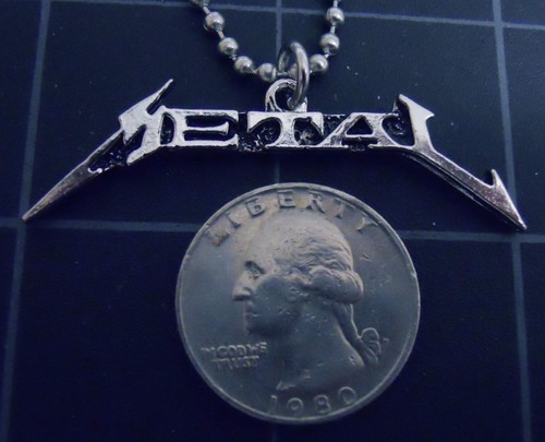 Heavy Metal Necklace Stainless Ball Chain Metallica Style Logo Pendant Thrash - Picture 2 of 7