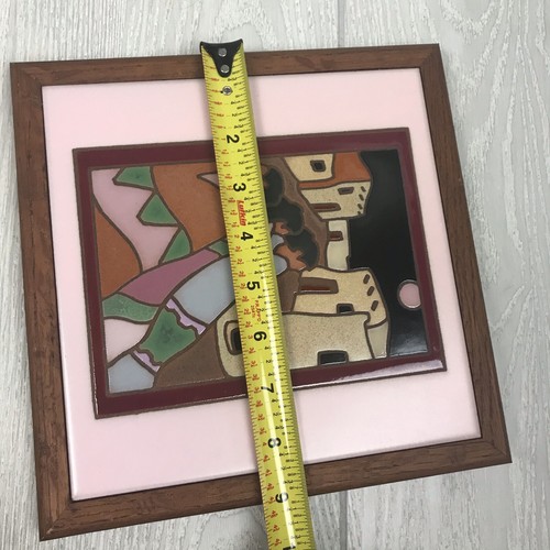 Vintage Stoneware Hand Painted Tile Trivet Square Wall Hanging Décor Folk Art - Picture 9 of 9