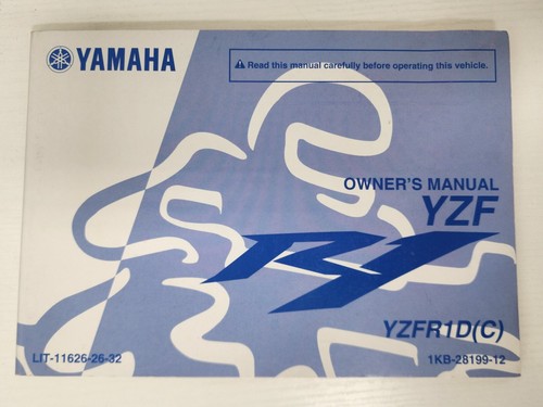 2012 Yamaha YZF-R1 Owner’s Manual OEM LIT-11626-26-32 1KB-28199-12