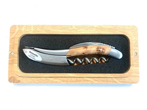 Laguiole en Aubrac Korkenzieher Kellnermesser aus Edelstahl matt Wacholderholz - Bild 10 von 10