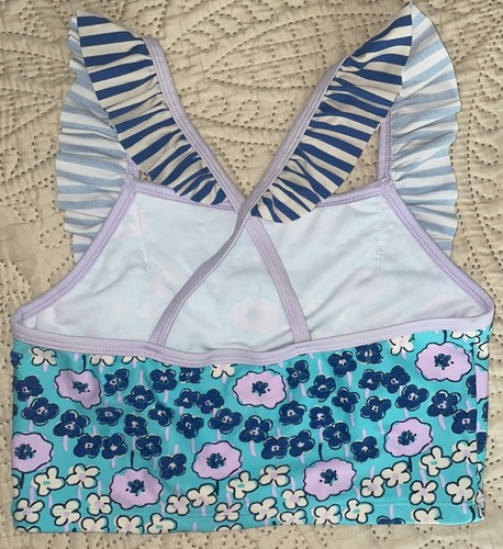 HANNA ANDERSSON  Youth Girl’s Size 150 Blue Purple Floral Tankini Swim Suit Top - Picture 2 of 3