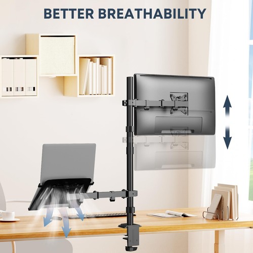 Support pour ordinateur portable et moniteur pour 1 moniteur jusqu'à 32" et 1... - Afbeelding 8 van 9