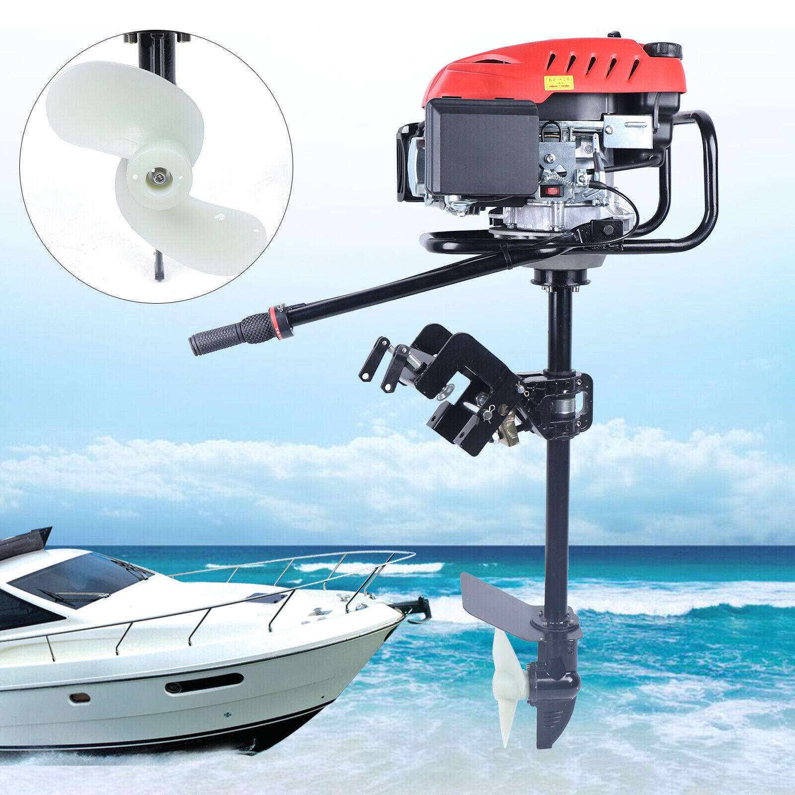 HANGKAI Outboard Motor Fishing Boat Engine Air Cooling System 4 Stroke 6HP Heavy