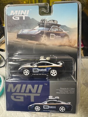 1:64 MiniGT Porsche 911 Daker White / Gentian Blue  MGT00805-BL  Rallye Design