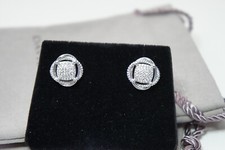 David Yurman Diamond INFINITY 925 Sterling 585 Post Stud Earrings Yurman Pouch