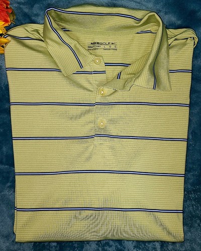 Nike Golf Herren Shirt Polo Dri-FIT Large Grün Blau Streifen Victory Kurzarm - Bild 4 von 11