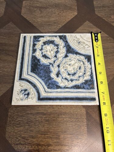 Vintage Blue White Porcelain Ceramic Tile 8”x8” - Picture 4 of 5