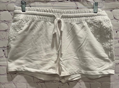 Bobbie Brooks Women's White Cotton Blend Lace Elastic Waist Drawstring Shorts XL - Picture 4 of 11