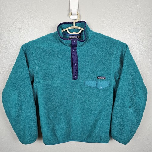 Vtg Patagonia Snap T Fleece Sweatshirt Teal Men's Size M Made In Jamaica 