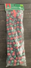Holiday Trim 9 Ft Wood Bead Harland Red & Green NOS