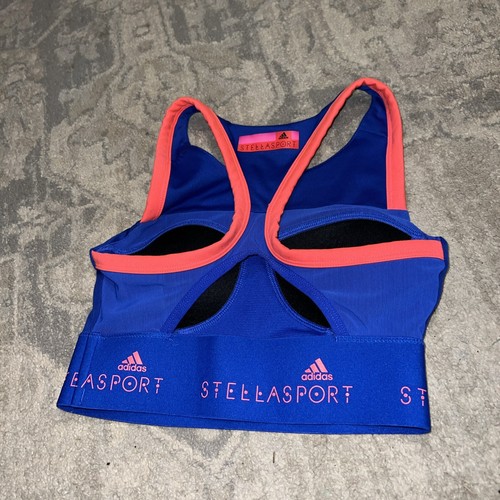 ADIDAS women adidas Stella McCartney High Support Sports Bra Blue Sz XS X-small - Picture 2 of 5