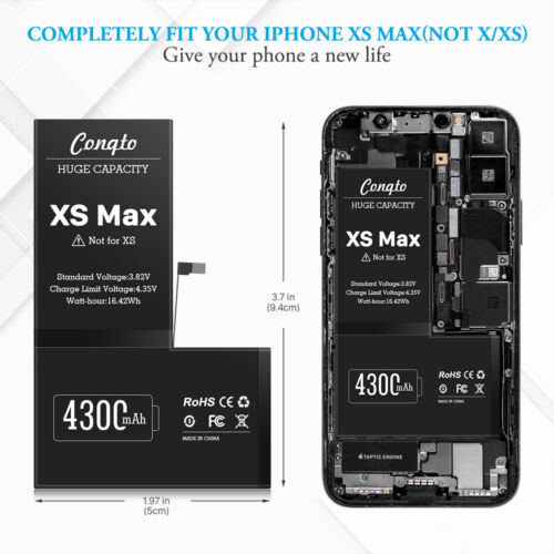 4300mAh High Capacity Replacement Battery for Apple iPhone XS MAX 100% Health - Picture 2 of 6