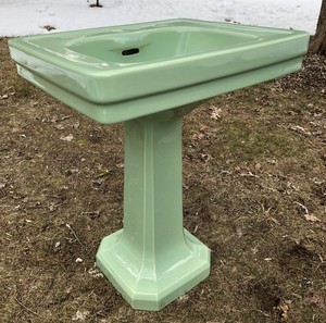 Details About Vintage Green Pedestal Sink Details About Vintage Green Pedestal Sink