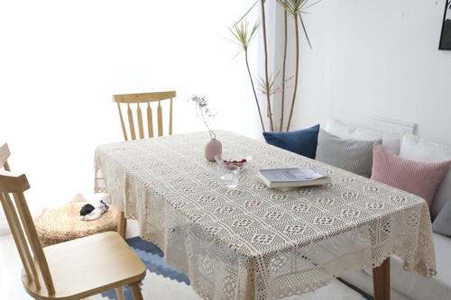 Vintage Handmade Crochet Lace Tablecloth Table Cover Wedding Party Dinner Decor - Picture 57 of 115