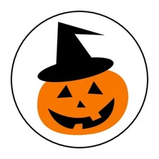 30 Cute Halloween Envelope Seals Labels Stickers 1.5" Round pumpkin witch